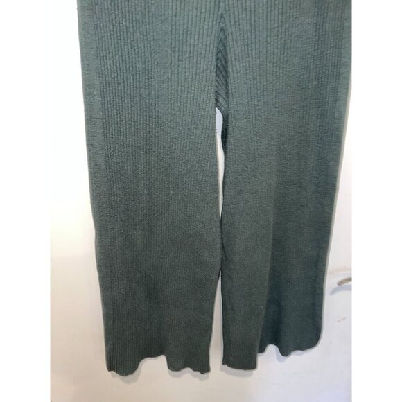 AERIE Womens Ribbed Knit Wide-Leg Pants XL Green - Picture 3 of 8